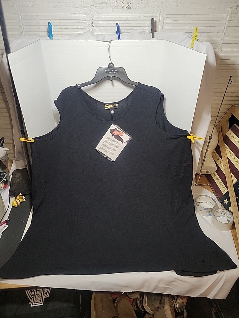 Serena Williams Sig Collec QVC Black Tank Top Blouse Stretchy Womens Plus 3X NWT